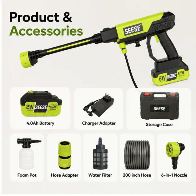 SEESE Cordless Pressure Washer 21V – Portable Car & Home Cleaner - Image 6